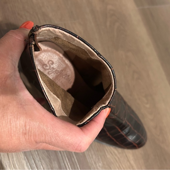 Anthropologie Seychelles Floodplain Booties Brown Ankle Boots Crocodile Size 7 - Picture 11 of 13